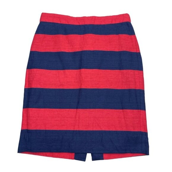J.CREW Linen Blend Stripe Pencil Skirt Sz 2 - Picture 2 of 5